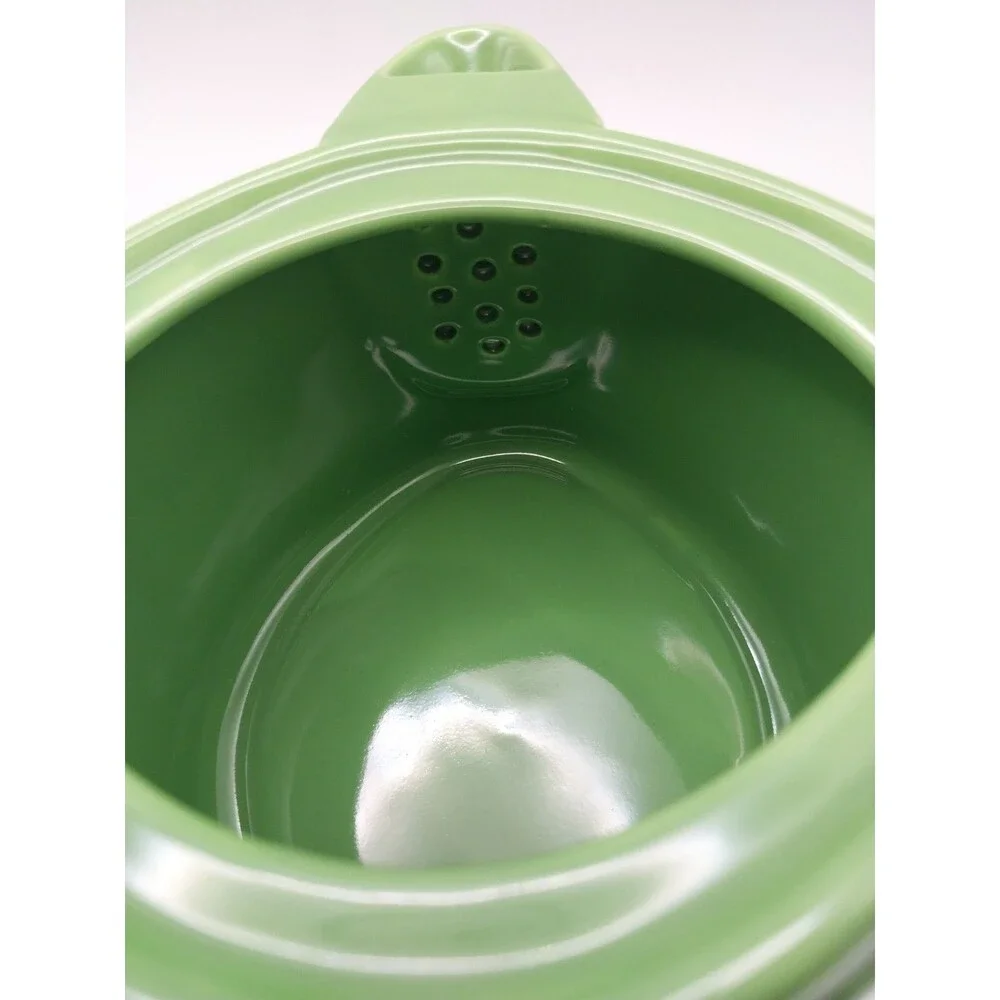 PO Selected Rosa 7-Piece Green Ceramic Teapot Rose Modern Design Complete Set